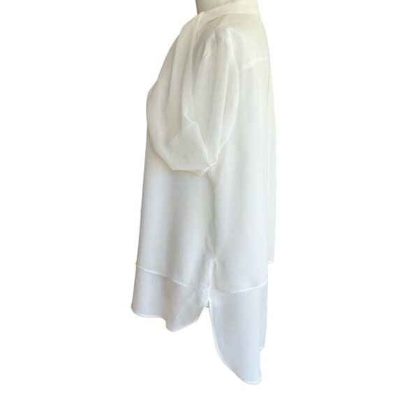 Catherine Malandrino Ivory Collared Long Sleeve Button Up Blouse Women's Sz L - Picture 4 of 11